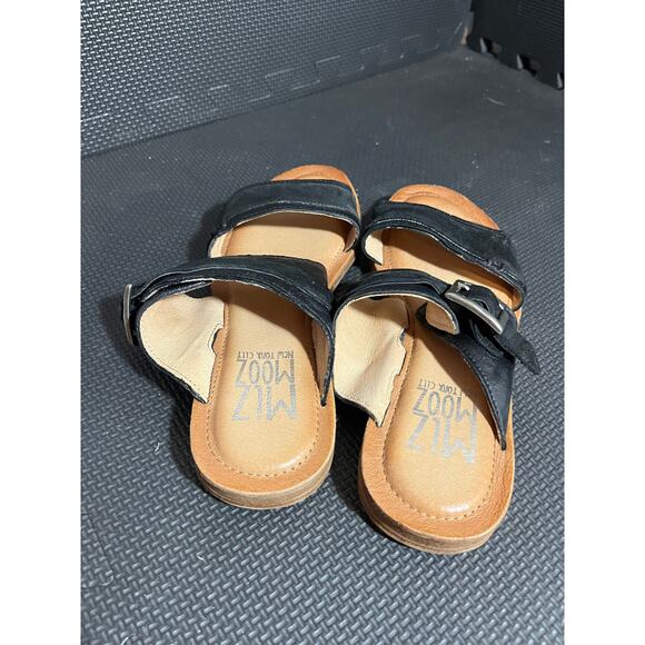 Miz Mooz Leather Double Band Slide Sandals - Florra Black Womens 38 US 7.5-8 - Picture 8 of 8